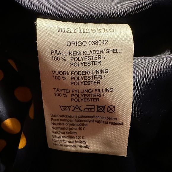 Marimekko Navy Polka Dot Light Puffer Jacket L - Picture 3 of 4